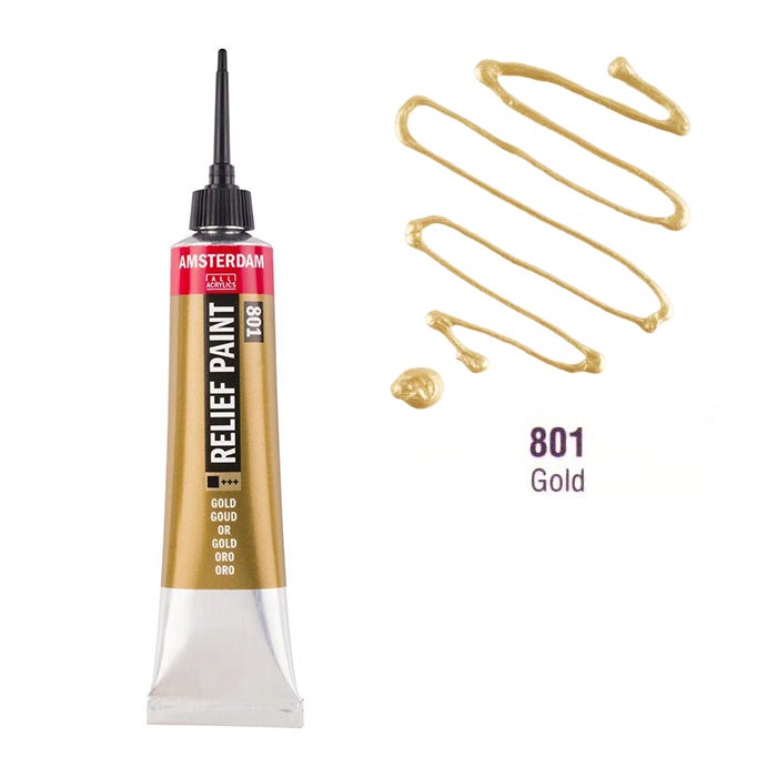 AMSTERDAM RELIEF PAINT 20ML 801 GOLD