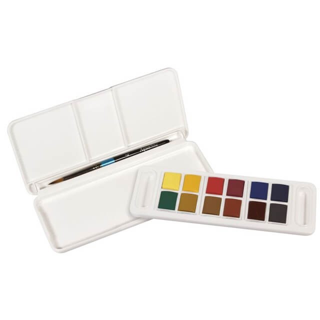 AQUAFINE TRAVEL SET 12 HALF PAN + PĘDZELEK