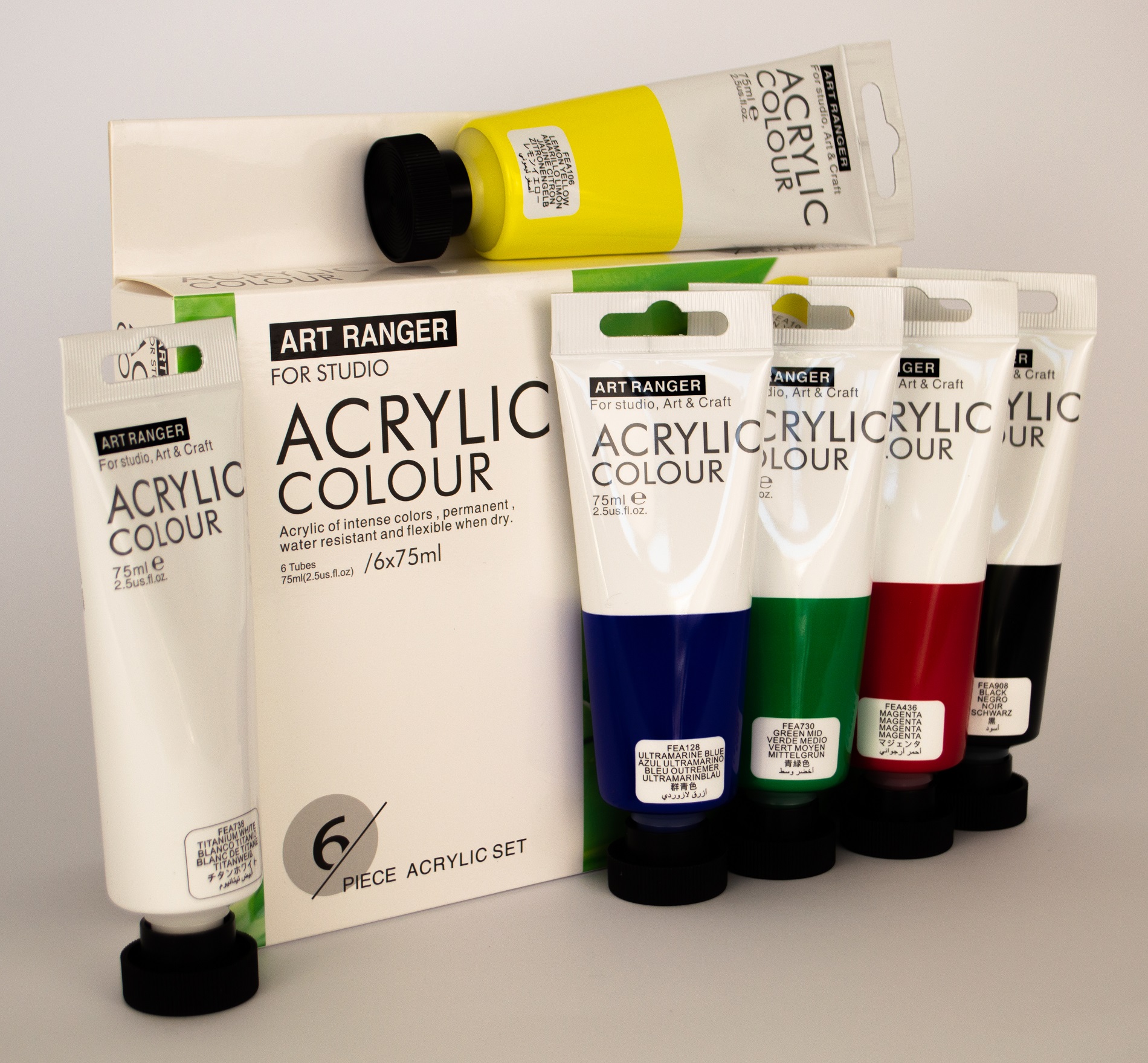ART RANGERS FARBY AKRYLOWE W KOLORACH PODSTAWOWYCH SET 6 x 75 ml