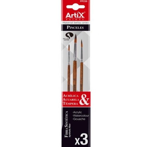 ARTIX ZESTAW PĘDZLI NYLONOWYCH OKRĄGŁE JASNY BRĄZ