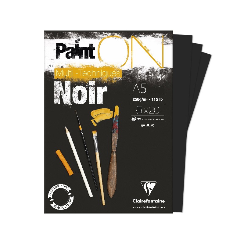 BLOK KLEJONY PAINT ON BLACK A5 20 ARK. 250G CLAIREFONTAINE