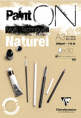 BLOK PAINT ON NATURAL A3 30 ARK. 250G CLAIREFONTAINE