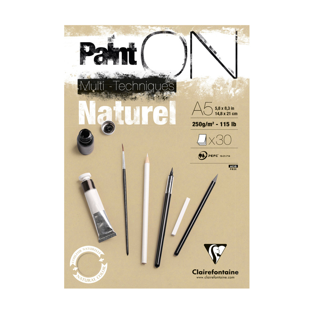 BLOK PAINT ON NATURAL A5 30 ARK. 250G CLAIREFONTAINE