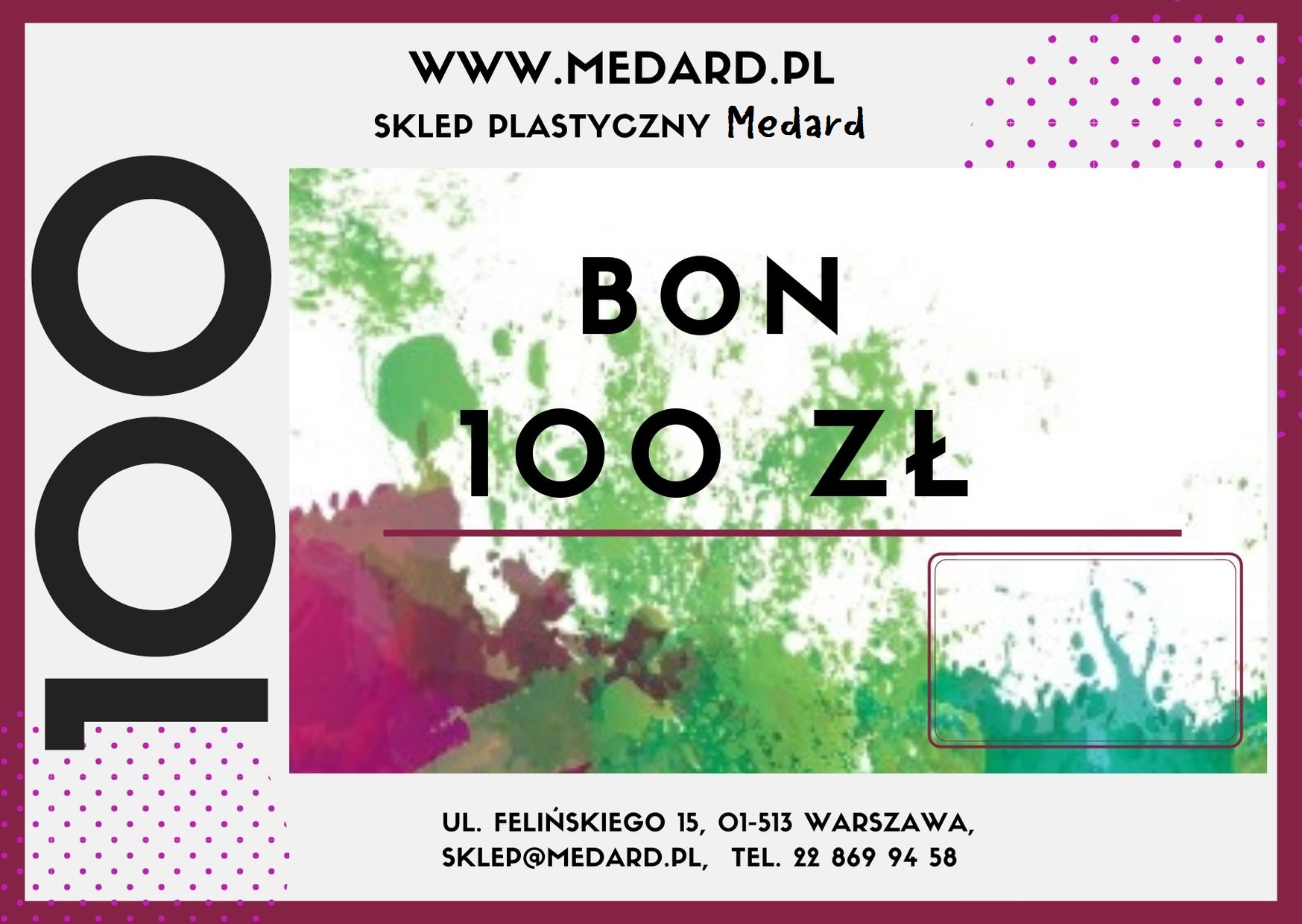 Bon prezentowy o wartości 100zł