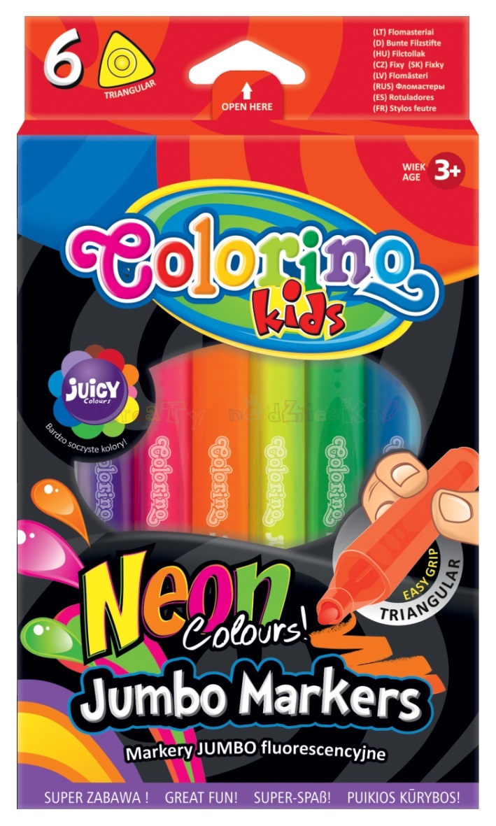 COLORINO Flamastry trójkątne 6 kol. neon