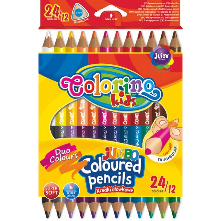 COLORINO Kredki 12/24 kol. dwukolorowe trójkątne