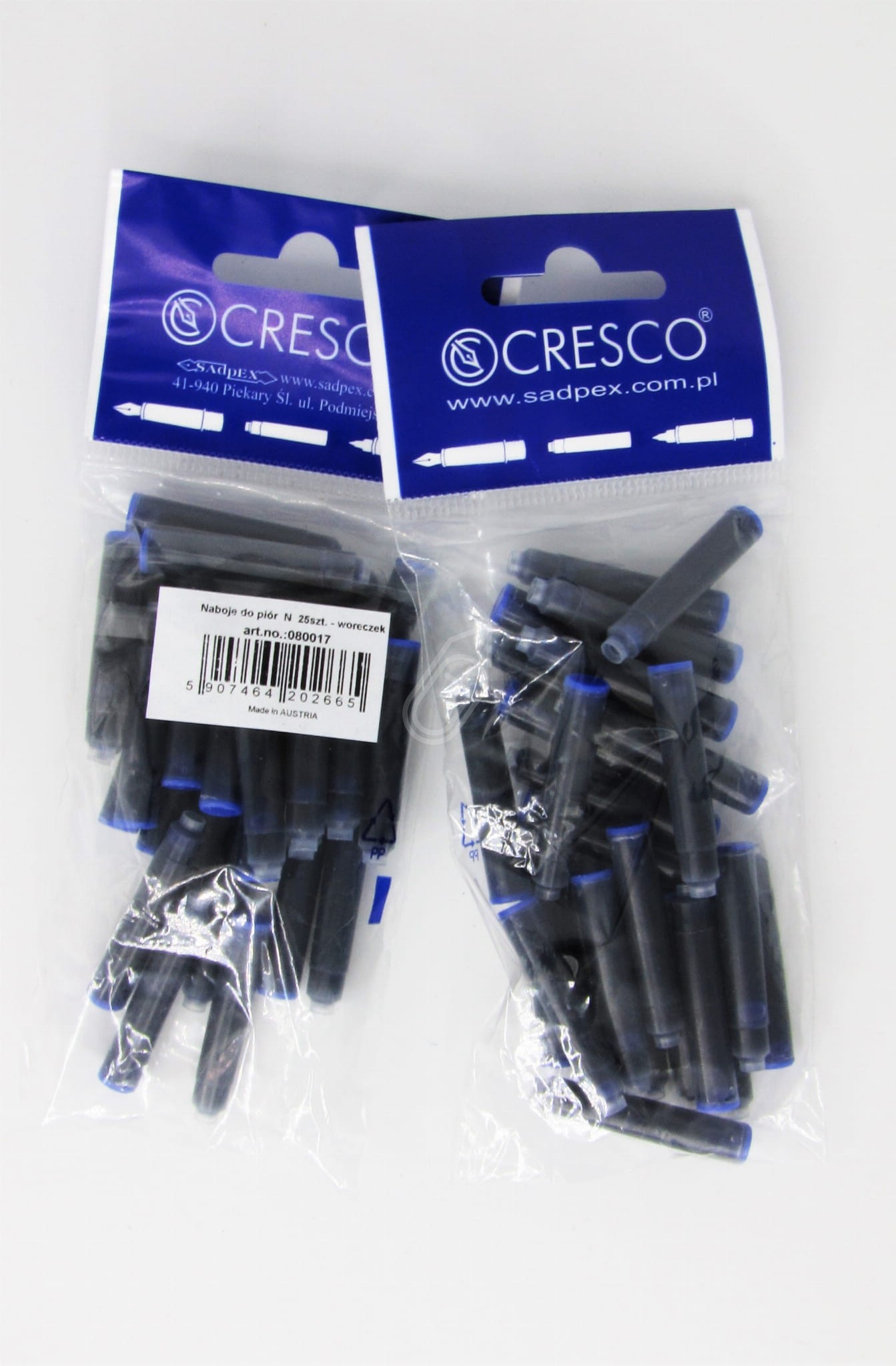 CRESCO NABOJE ATRAMENTOWE NIEBIESKIE 25 SZT.