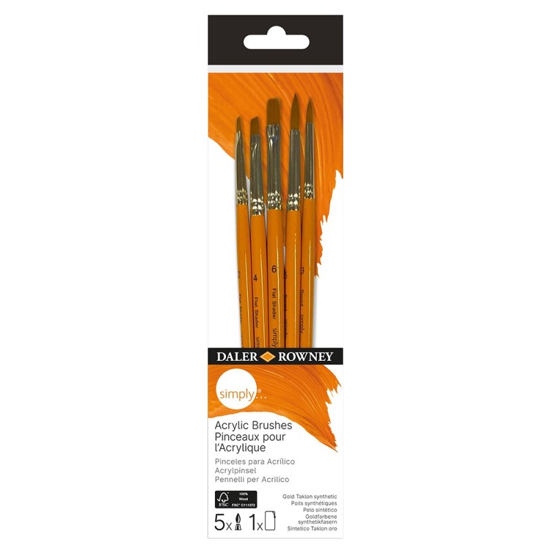 DAL SIMPLY ACRYLIC BRUSH SET PĘDZLE SYNTETYCZNE 5 SZT. NR 2