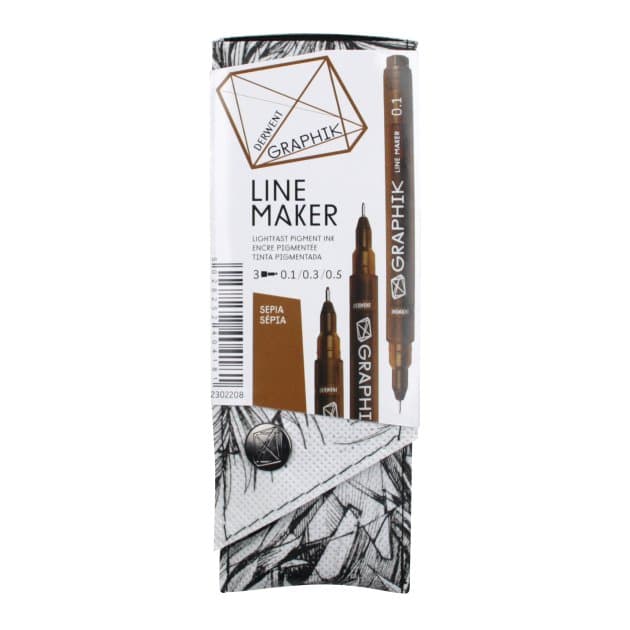DERWENT CIENKOPISY GRAPHIK LINE MARKER SEPIA 3 SZT.
