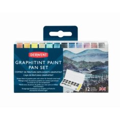 DERWENT ZESTAW AKWARELI GRAPHTINT 12 PÓŁKOSTEK + AKCESORIA