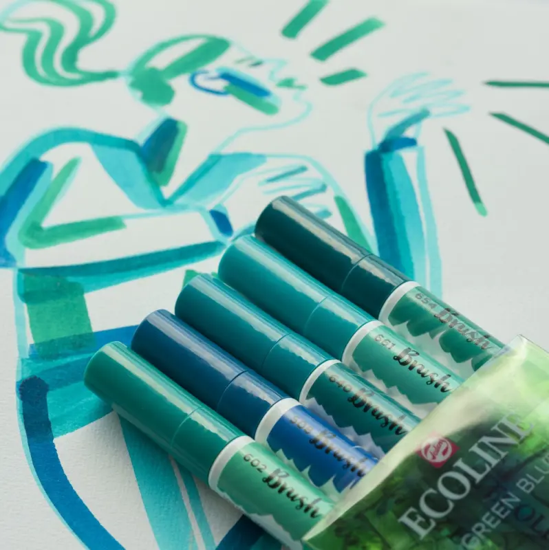ECOLINE BRUSHPEN X5 GREEN BLUE