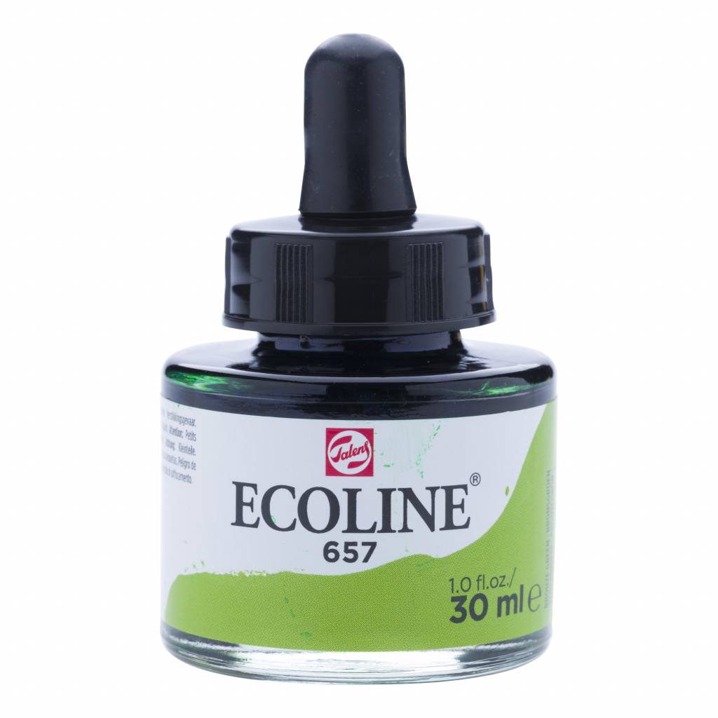 ECOLINE JAR 30 ML. BRONZE GREEN 657 - koncentrat farby wodnej w pojemniku z pipetą