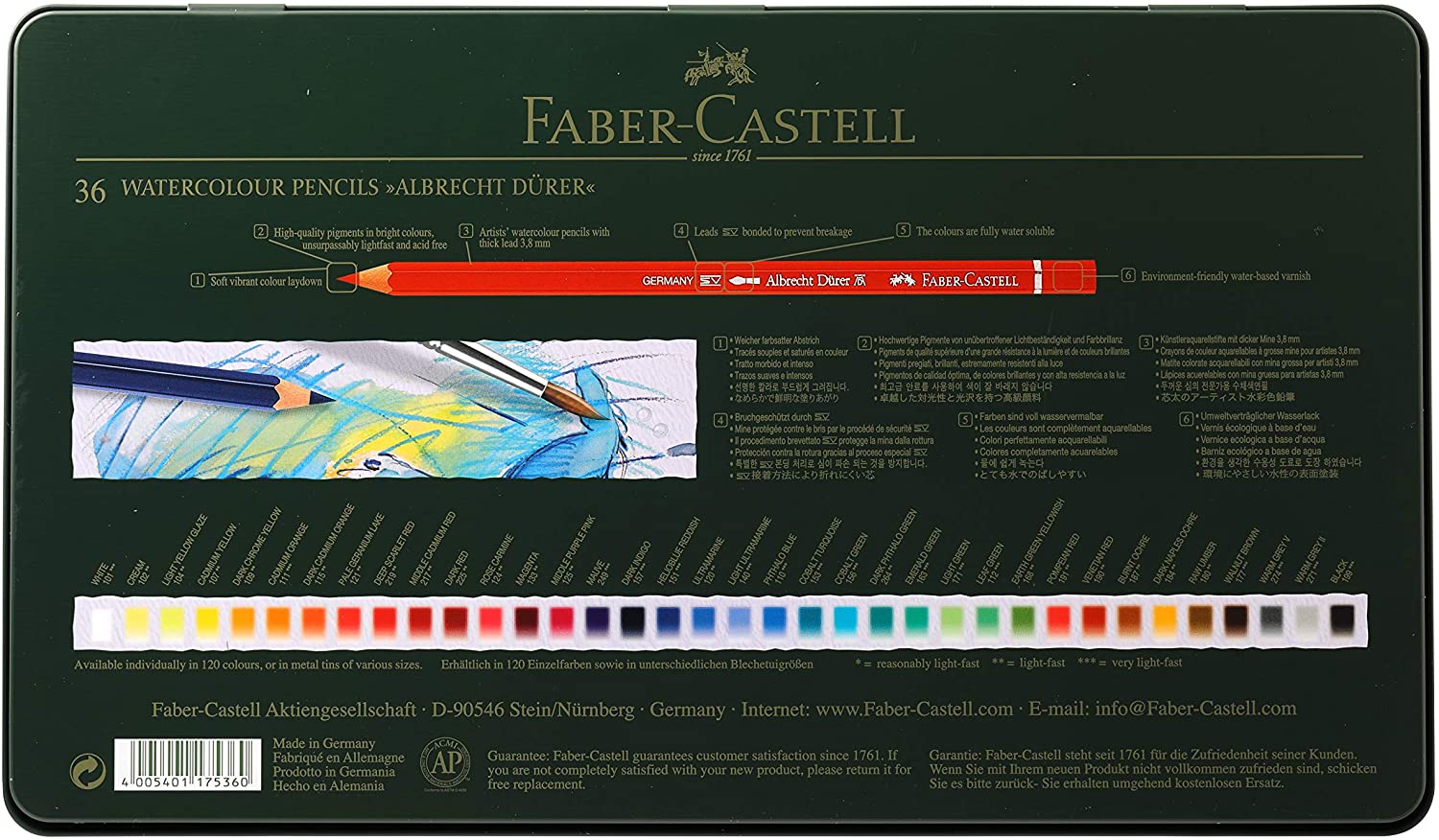 Faber-Castell A.Durer kredki akwarelowe komplet 36 kolorów