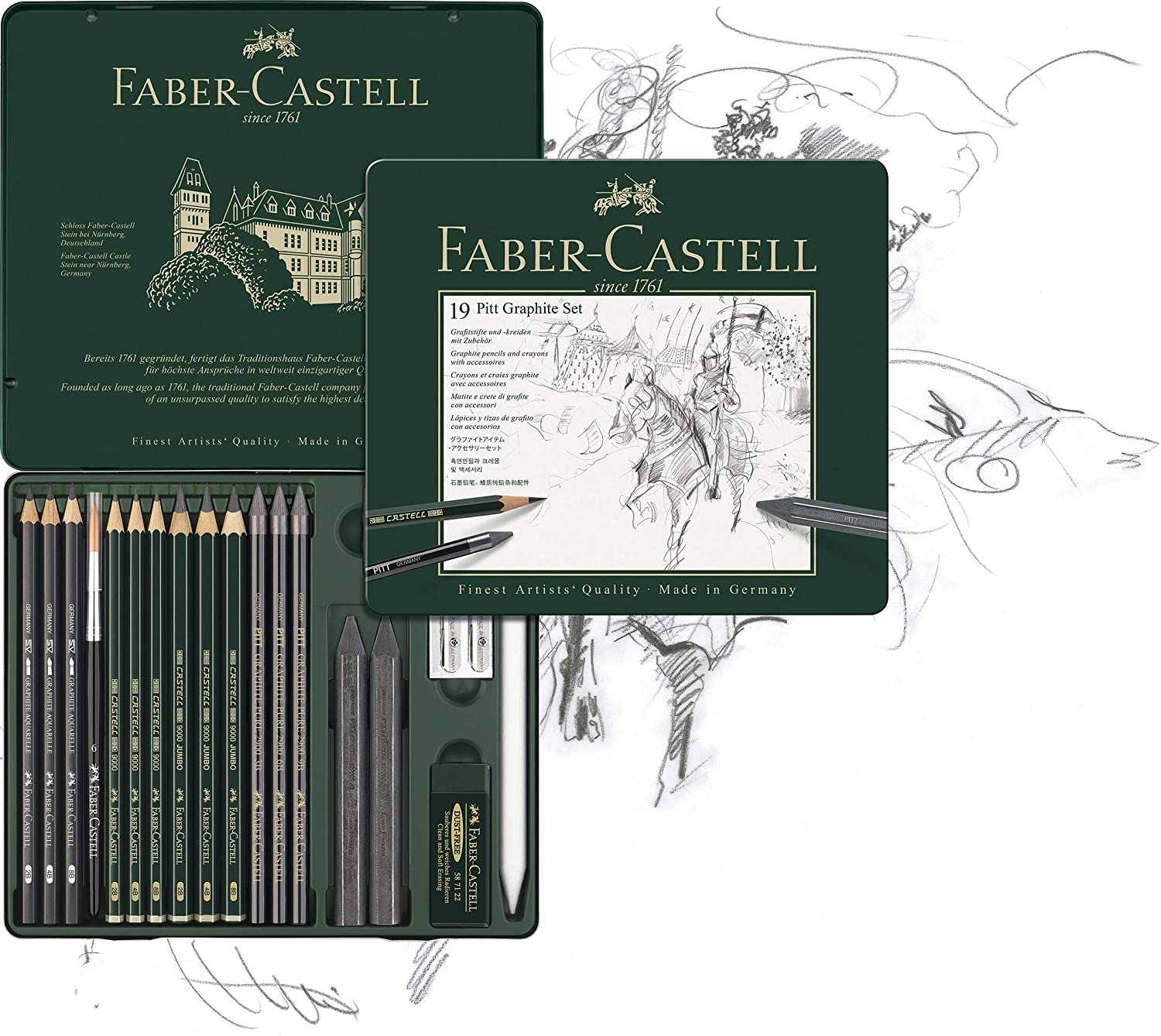 FABER-CASTELL PITT GRAPHITE SET - ZESTAW ARTYSTYCZNY 19 SZT.
