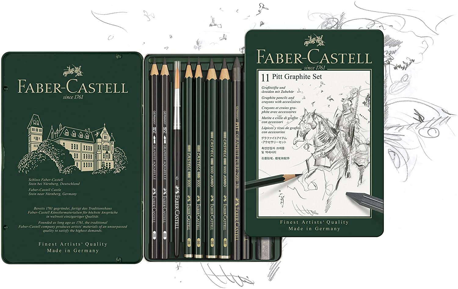 FABER-CASTELL PITT GRAPHITE SET - ZESTAW ARTYSTYCZNY 11 SZT.