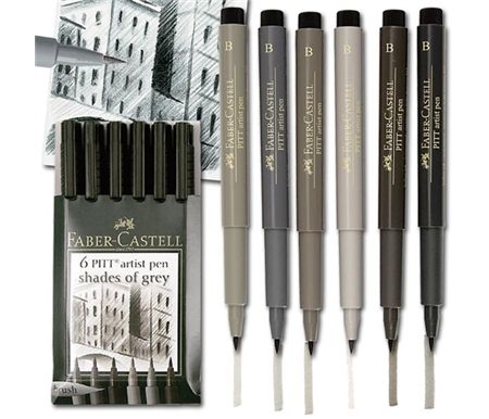 Faber-Castell Pitt Artist Pens SHADES OF GREY - CIENKOPISY W ODCIENIACH SZAROŚCI