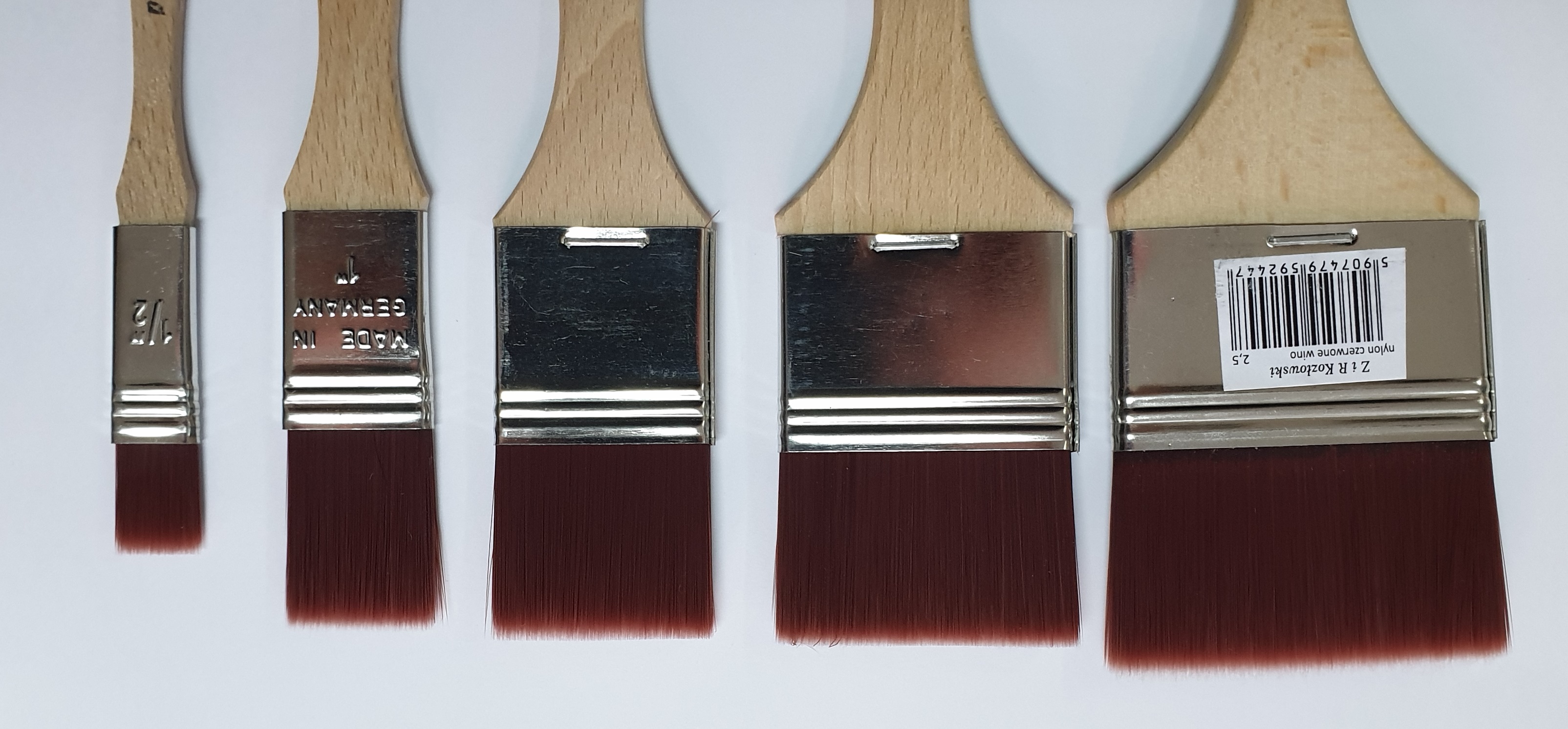 KOZŁOWSKI PĘDZEL PŁASKI NYLON 25MM WINO 1