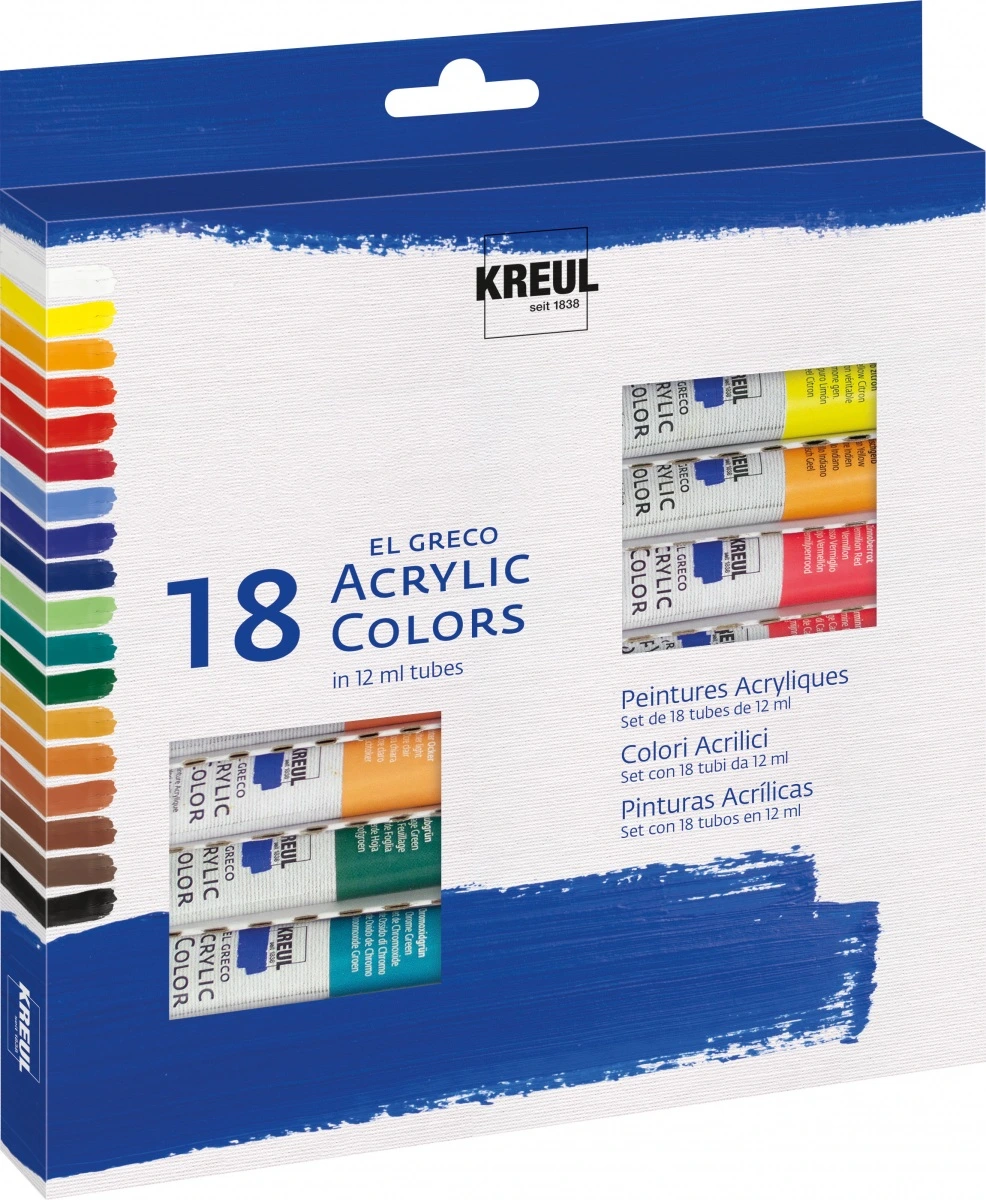 KREUL EL GRECO ZESTAW FARB AKRYLOWYCH 18 x12 ml