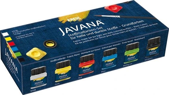 KREUL JAVANA ZESTAW FARB DO JASNYCH I CIEMNYCH TKANIN BASIC SET 6X20 ML