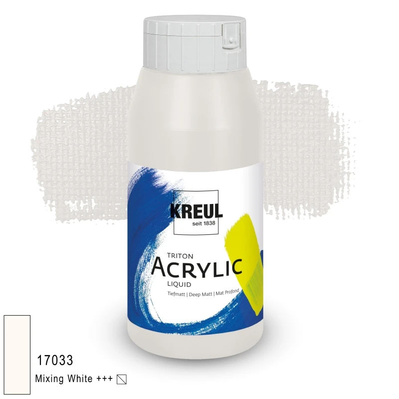 KREUL Triton Acrylic Liquid – biel do mieszania, 750 ml