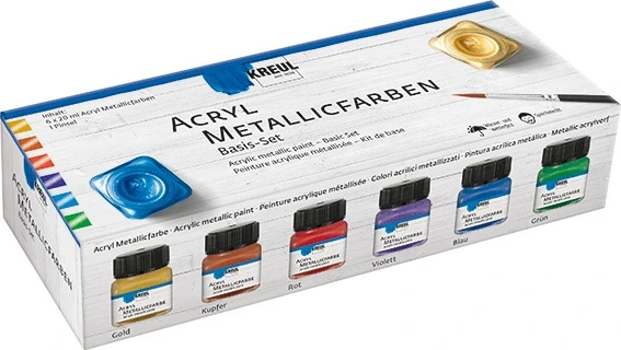 KREUL ZESTAW FARB METALICZNYCH BASIC SET 6 SZT