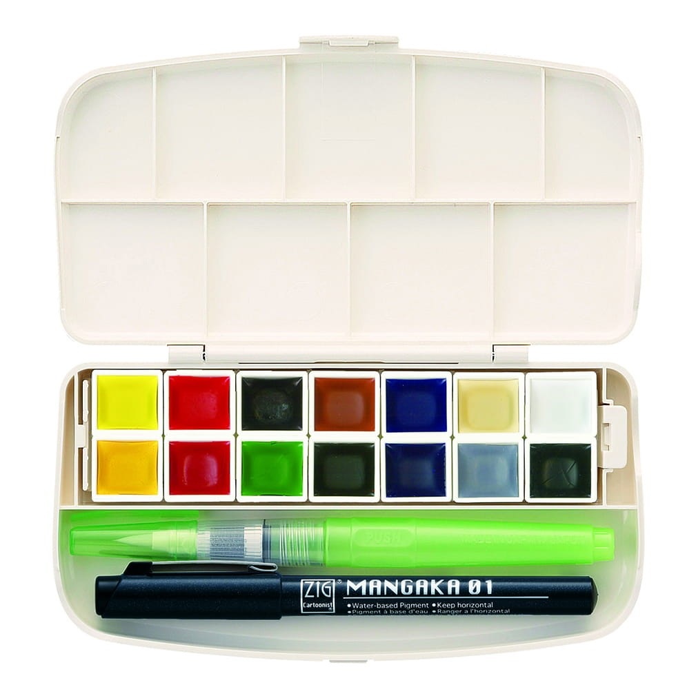KURETAKE GANSAI TAMBI PORTABLE 14 HALF PANS COLOURS SET