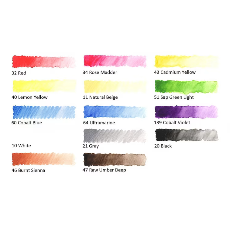 KURETAKE GANSAI TAMBI PORTABLE 14 HALF PANS COLOURS SET