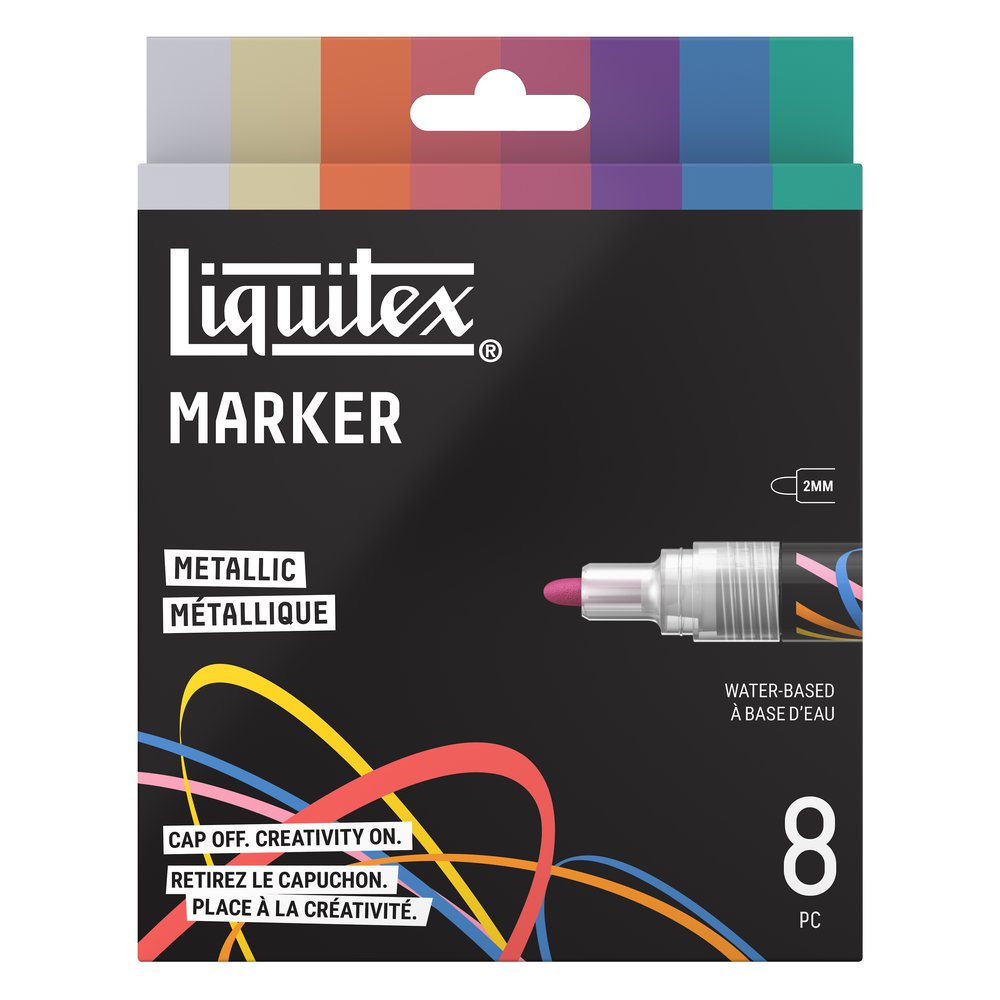 Liquitex Marker Metallic – zestaw 8 markerów 2 mm