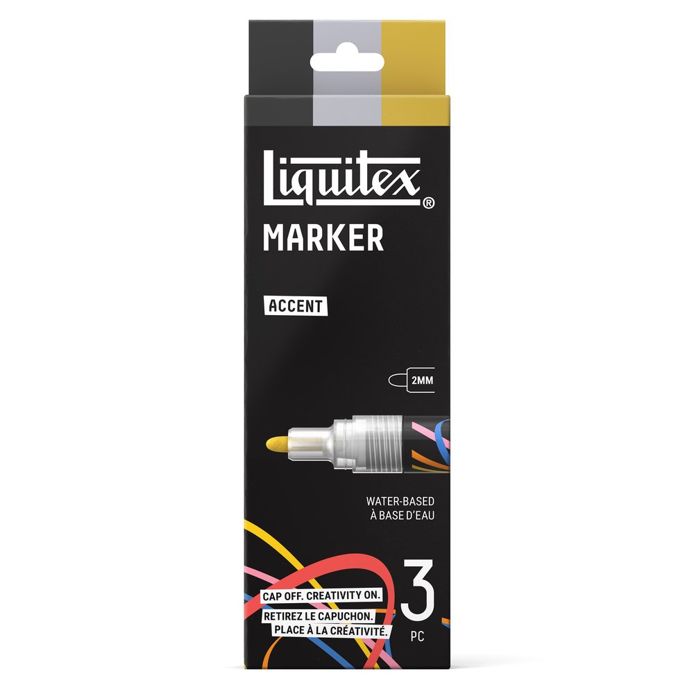 Liquitex Marker Accent – zestaw 3 markerów 2 mm