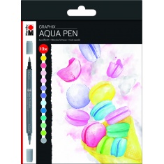 MARABU AQUA PEN GRAPHIX 12 SZT. ICE ICE BABY - MARKERY AKWARELOWE