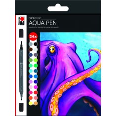 MARABU AQUA PEN GRAPHIX 24 SZT. - MARKERY AKWARELOWE
