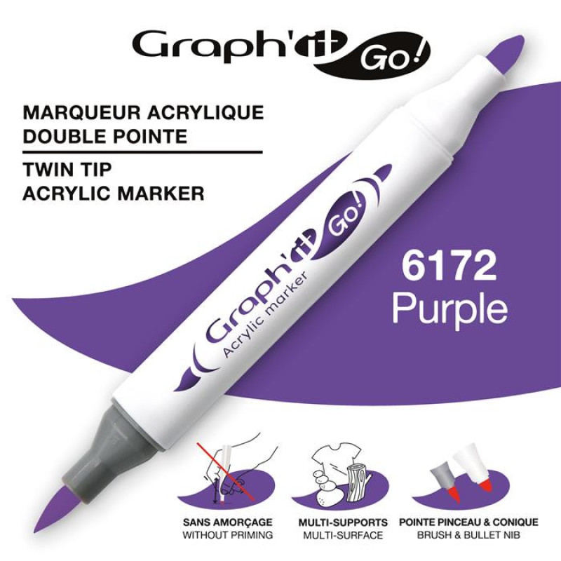 MARKER AKRYLOWY GRAPH\'IT GO Z DWIEMA KOŃCÓWKAMI NR 6172 PURPLE