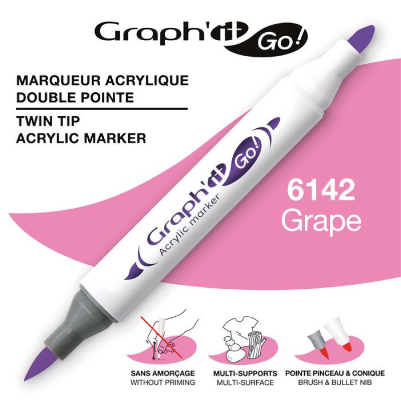 MARKER AKRYLOWY GRAPH\'IT GO Z DWIEMA KOŃCÓWKAMI NR 6142 GRAPE