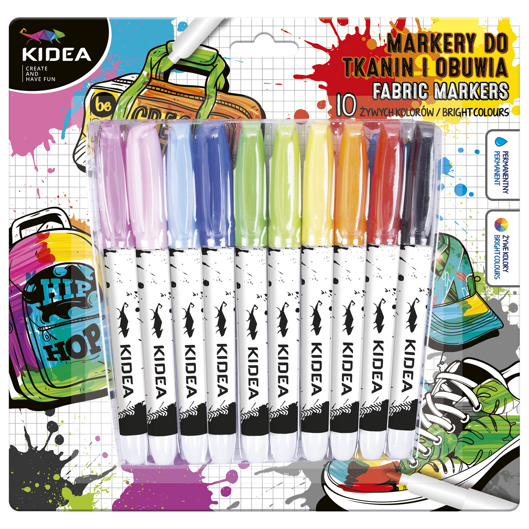 MARKERY DO OBUWIA I TKANIN 10 KOL. KIDEA