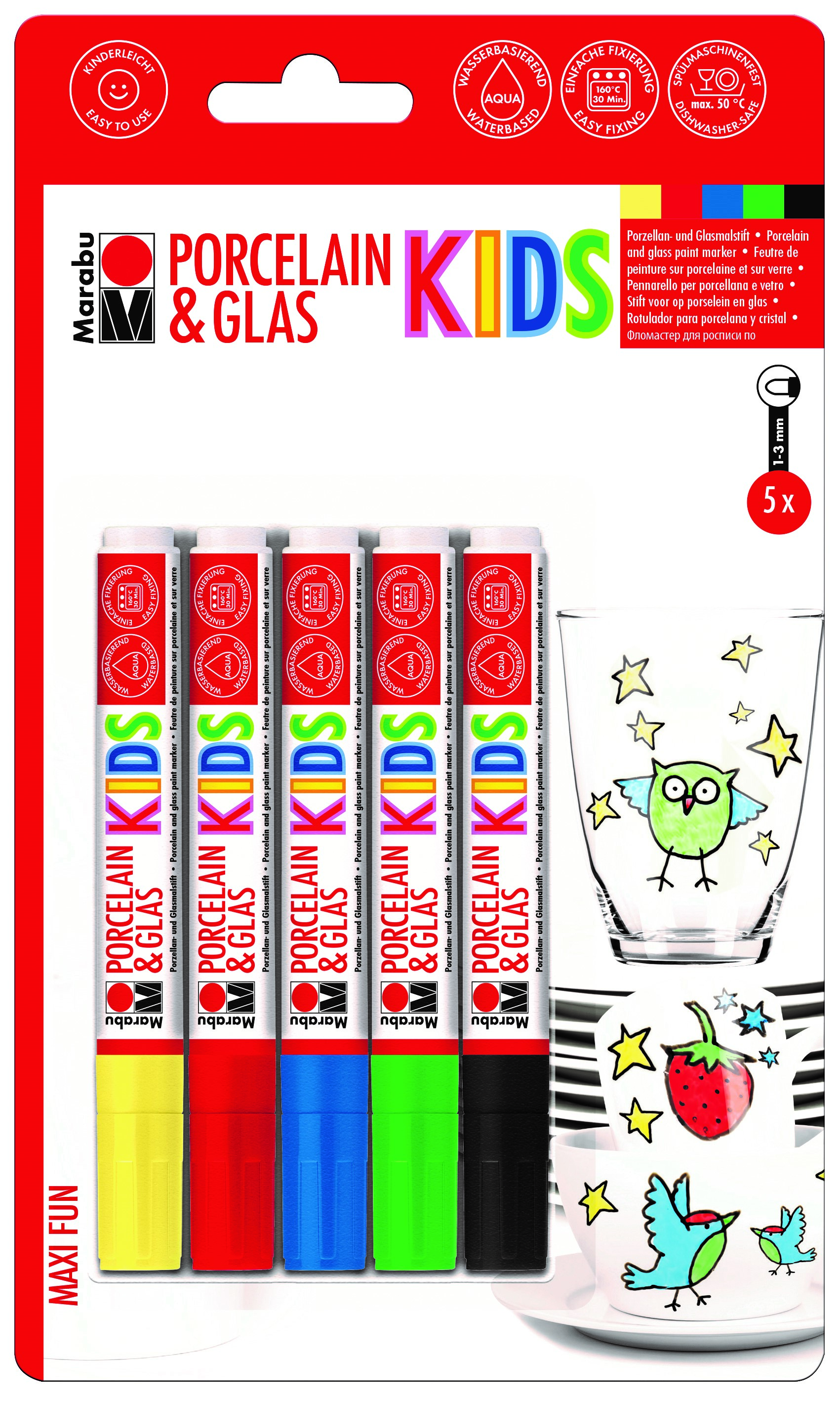 Markery Marabu Porcelain & Glass for Kids kpl. 5 sztuk