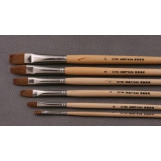 MARTOL G1766A PĘDZLE SOBOLOWE PŁASKIE DŁUGI TRZONEK KOMPLET 6 SZT.
