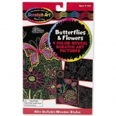 MELISSA&DOUG SCRATCH ART Wydrapywanka z Szablonami - MOTYLE I KWIATY