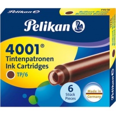 NABOJE ATRAMENTOWE BRĄZOWE PELIKAN - OPAKOWANIE 6 SZT.