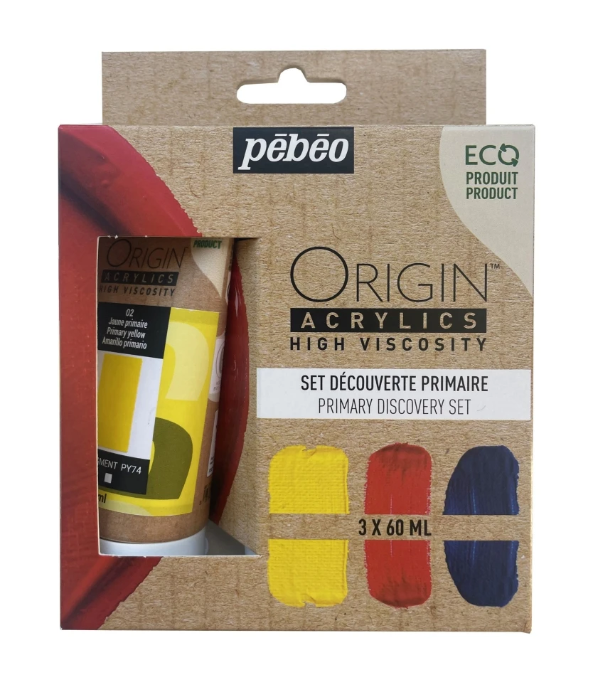 PEBEO ORIGIN DISCOVERY SET 3x60ml PRIMARY - komplet farb akrylowych eco