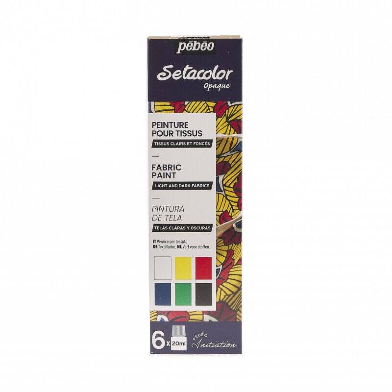 PEBEO SET INITIA SETACOLOR OPAQUE MATT ZESTAW FARB DO TKANIN 6X20ML