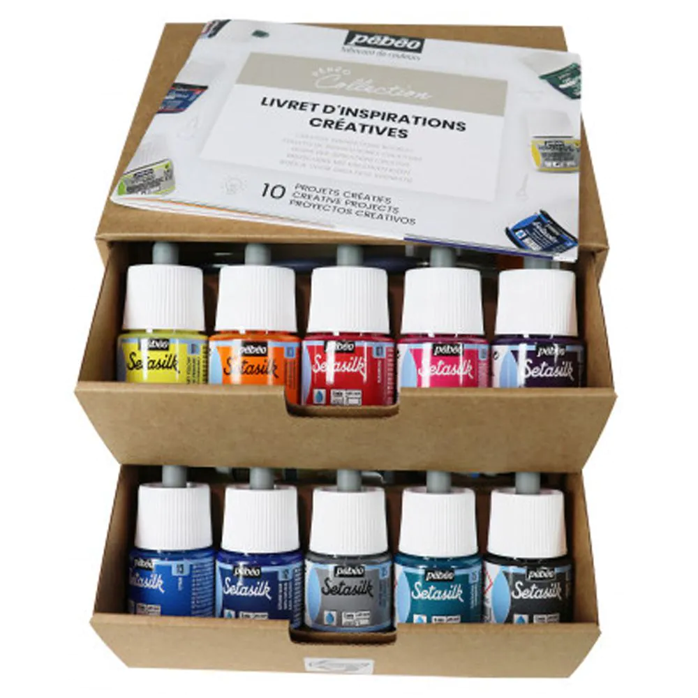 PEBEO SET SETASILK ZESTAW FARB DO JEDWABIU 10X45ML+AKCESORIA