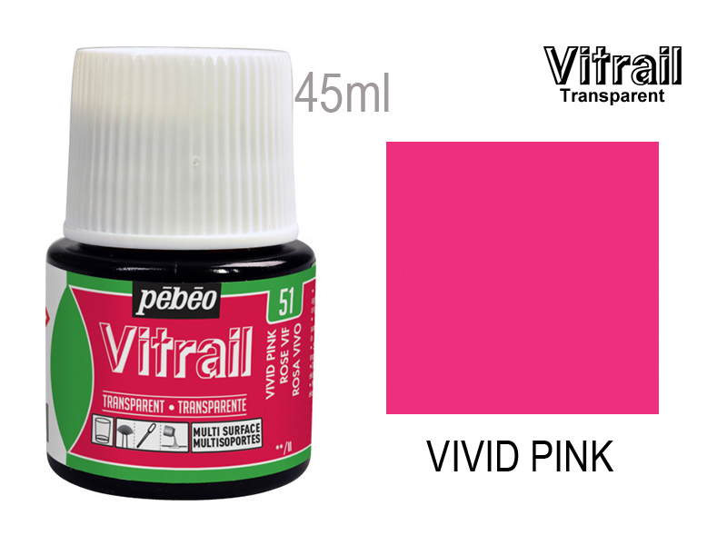 PEBEO VITRAIL FARBA DO SZKŁA 45ML VIVID PINK
