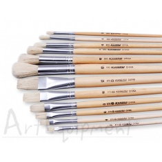 Pędzle szczeciniaki płasko-okrągłe komplet 12 sztuk.