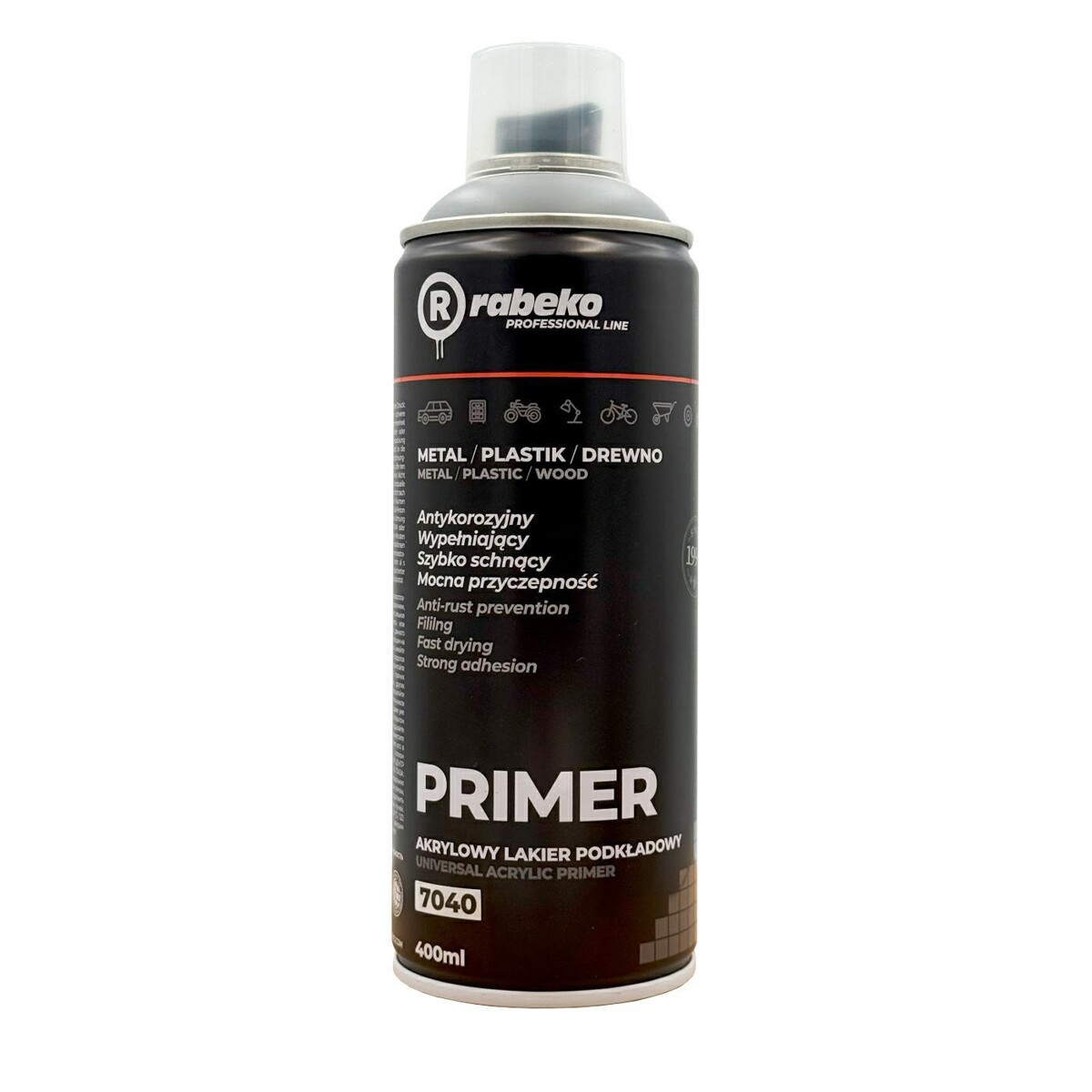 RABEKO PRIMER GREY SPRAY 400ML - SZARY GRUNT W SPRAY\'U