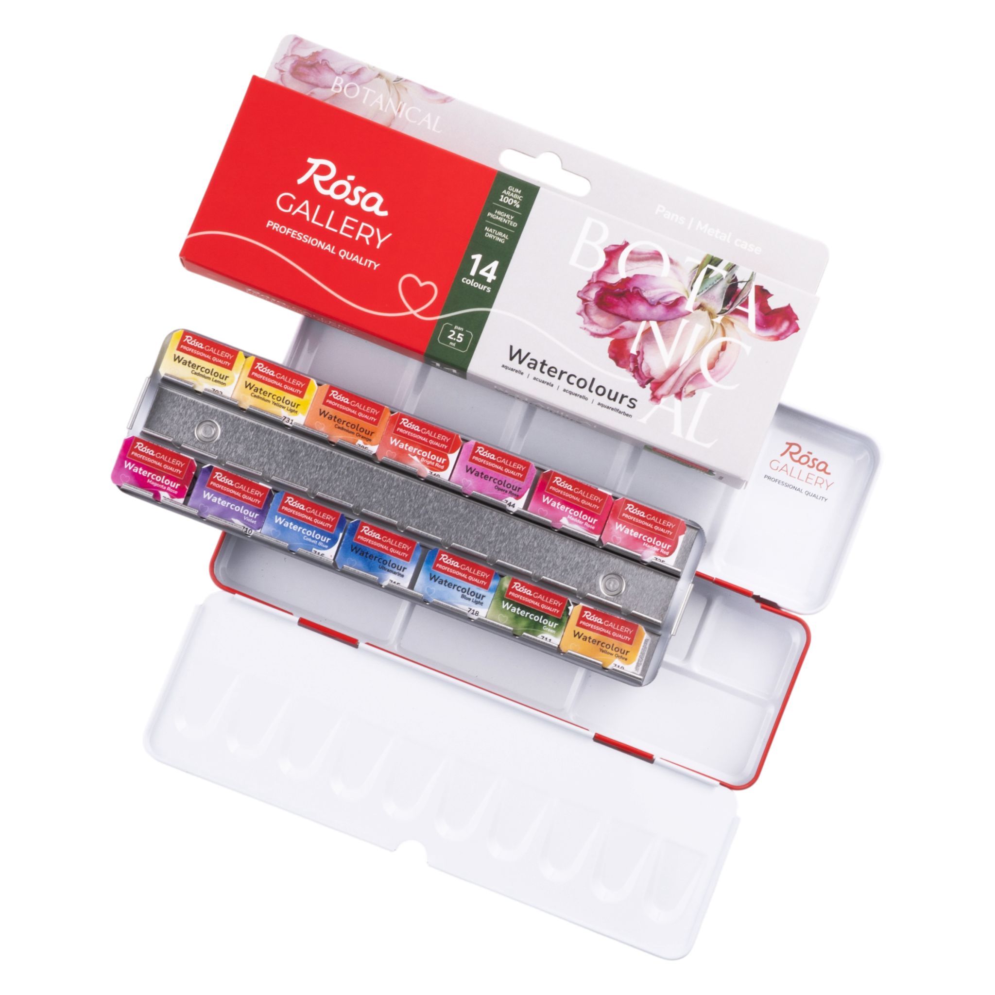 ROSA WATERCOLOURS PAINT SET 14/1 BOTANICAL METALOWA KASETA