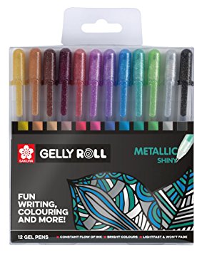SAKURA GELLY ROLL METALLIC 12 KOLORÓW- ZESTAW DŁUGOPISÓW ŻELOWYCH