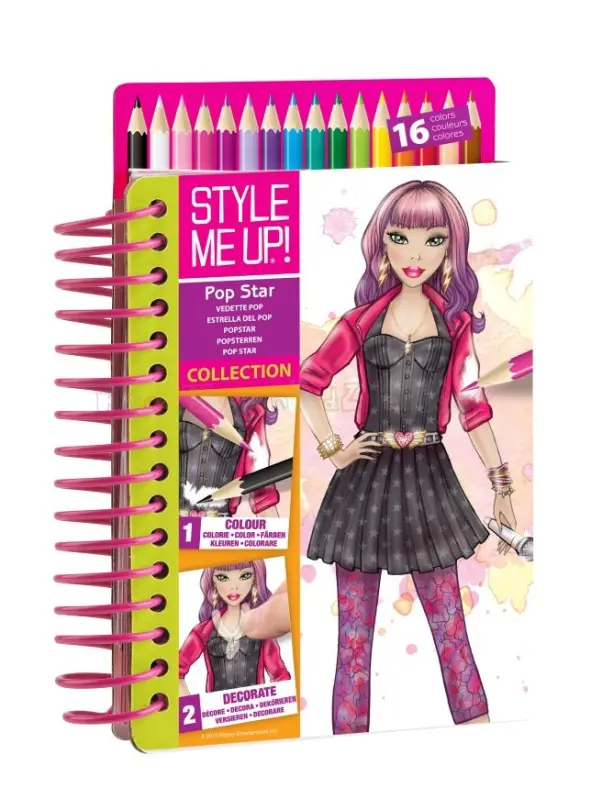 STYLE ME UP! MINI SZKICOWNIK - POP STAR - ZESTAW Z KREDKAMI