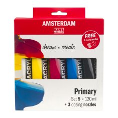 TALENS AMSTERDAM AAC SET FARBY AKRYLOWE 5X120 ML + NAKRĘTKI DOZUJĄCE