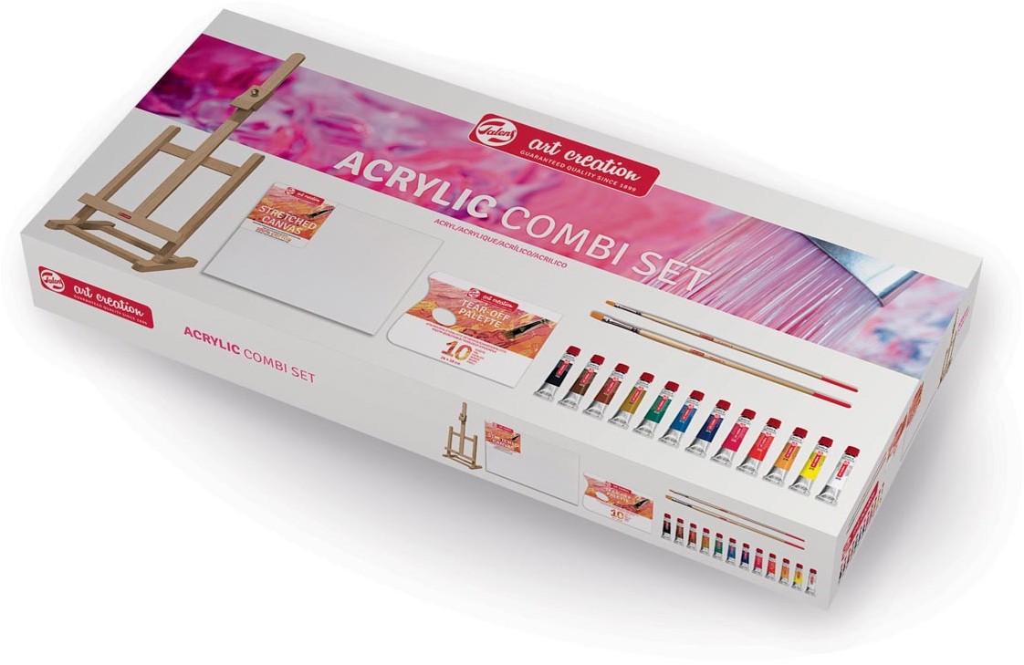 TALENS Art Creation Acrylic Combi Set - zestaw z farbami akrylowymi i sztalugą stołową