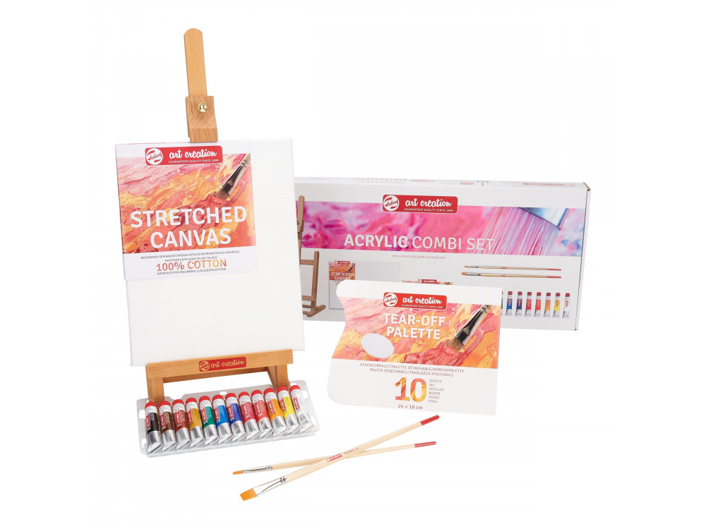 TALENS Art Creation Acrylic Combi Set - zestaw z farbami akrylowymi i sztalugą stołową